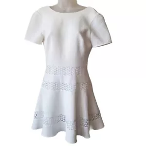CHELSEA28 Damen Kleid Gr. XS Elfenbein Spitze Kurzarm Strukturiert A-Linie Freizeit - Bild 1 von 11