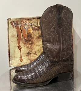 Botas de Vaquero Old Gringo para Hombre Talla 9 D Tradiciones Marrón Chocolate Cuero de Caimán - Imagen 1 de 14