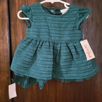 Nuevo Vestido Verde Infantil Bebé Niña Con Parte Infante Talla 3-6 M Por Cat & Jack Foto 1 de 4