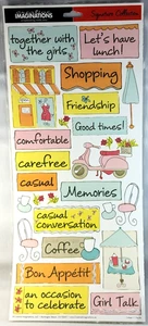 Girl Time Shopping Coffee Moped Lunch Carefree Creative Imagination 12" Stickers - Picture 1 of 1