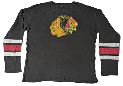 CHICAGO BLACKHAWKS 1926 x красный куртка длинным рукавом черный ретро рубашка - мужчин большой - Изображение 1 из 4
