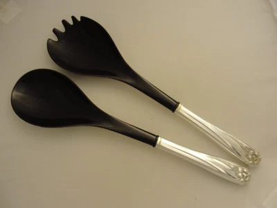 VINTAGE  1950 DAFFODIL SILVER PLATE & PLASTIC SALAD SERVING SET LOT *55 - Image 1 of 3