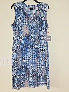 NEW Rafaella Dress Stretch Sleeveless V-neck L Festival Beach SummerBellow Knee - Picture 1 of 12