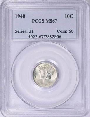 1940 Mercury Dime PCGS MS-67 - Image 1 of 3