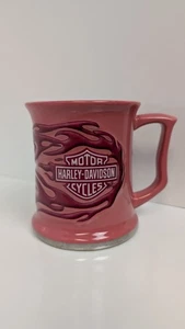 Harley Davidson 15oz Coffee Mug Pink w/Raised Embossed Flames Licensed - Picture 1 of 5