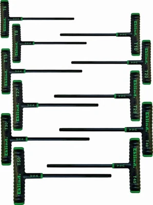 Torx T-Handle Wrench Set 11pc T6-T50 Long Reach 6in Shafts Cushion Grip USA Made - Image 1 of 4