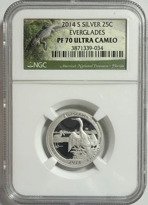 2014-S ATB EVERGLADES Silver Quarter NGC PF70 Ultra Cameo - Image 1 of 4