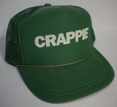 De colección Crappie Pesca Camionero Malla Cuerda Snapback Verde Sombrero Gorra Nissin Años 80 90 Foto 1 de 4