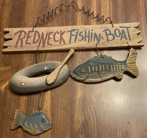 Rustikales Fisch Mancave Schild Ködergerät - Redneck Fischerboot - Kabine Vater Papa - Bild 1 von 13
