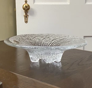 iittala Finnland Avanto 10" Kristall Eiswirbel Fuß Schüssel ~ Tapio Wirkkala ~ Chip - Bild 1 von 18