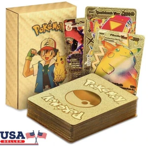 New Gold Shiny Pack 55 Cards TCG GX Vmax GX Cards Charizard Rare Pokémon Cards - Picture 1 of 6