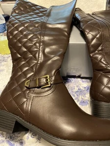 "Brand New" Cloudwalkers Jaime Mixed Media Knee High Tall Boots Brown - Picture 1 of 14