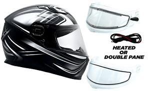 Adult Gray Full Face Snowmobile Helmet Double Pane Shield or Heated DOT 