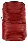 Plaited leather cord Red 4 mm Round diameter