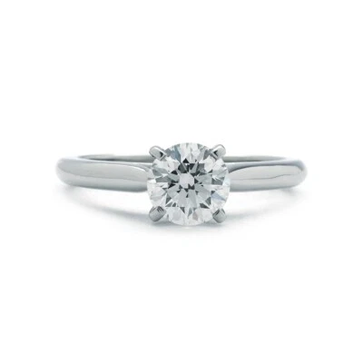 Anillo de compromiso solitario de diamantes redondos Cartier 1895 platino # 4,75 Foto 1 de 4