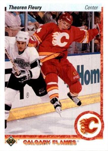 1990-91 Upper Deck Theoren Fleury #47 Calgary Flames Very Good L_O_O_K 