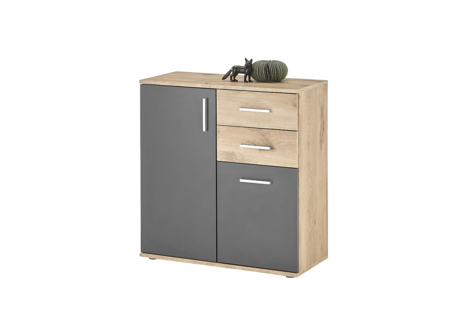 Comò a 2 ante e 2 cassetti BEA in legno laminato, LAP 80x82x35 cm - Immagine 1 di 1