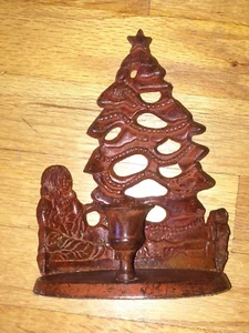 Vintage Christmas themed candle holder - heavy metal - Picture 1 of 7