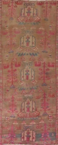 Semi-Antique Brown Ardebil Geometric Runner Rug 3' 9" x 10' 6" Handmade Carpet - Picture 1 of 12