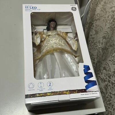 GE StayBright  14" Angel Off-white/gold Christmas Capiz Tree-Topper 11 LED - Image 1 of 4