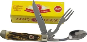 Kissing Crane Burnt Bone Camp Tool Hobo Pocket Knife Camping Scout - Picture 1 of 2