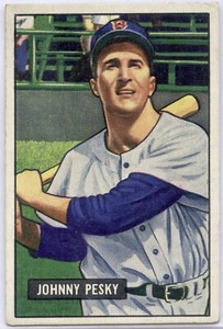 1951 Bowman Gum Johnny Pesky 15 Picture Baseball Card Boston Red Sox - DN387