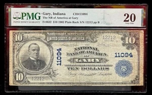 1902 $10 DOLLAR NATIONAL CURRENCY NOTE~"GARY INDIANA" CH#1109 20 VF [014LAj] - Picture 1 of 2