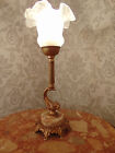 antyczny żyrandol stołowy lampa stołowa lampki nocne brąz marmur szklana figurka ok. 1900