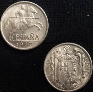 *GUTSE* FRANCO-1624, 5 CÉNTIMOS 1945, RESTOS DE BRILLO ORIGINAL, SIN CIRCULAR. - Imagen 1 de 1