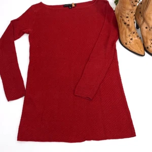 Ralph Lauren Black Label Linen Boat Neck 3/4 Sleeve Textured Tunic Sweater Red M - Picture 1 of 13