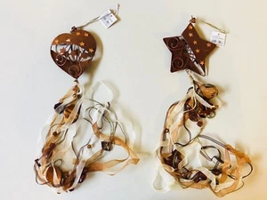 Ghirlanda Natalizia Mobile Legno Metallo Ruggine Natale Stella Cuore - Foto 1 di 3