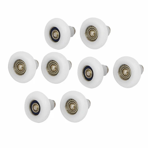 23mm Dia Plastic Wheel 4mm Threaded Hole Sliding Door Window Roller Pulley 8pcs Cover