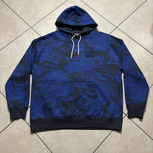 NWOT Tommy Hilfiger Jeans Blue Marble Tie Dye Long Sleeve Drawstring Hoodie XL - Picture 1 of 10