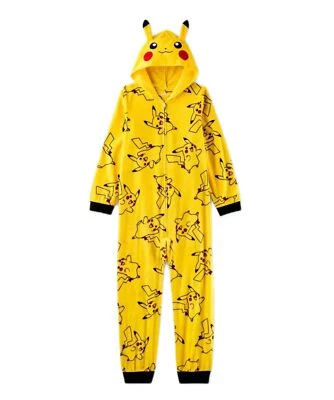 Pokemon Niños Pikachu Estampado Amarillo Disfraz Con Capucha Polar Pijama Dormir Foto 1 de 3