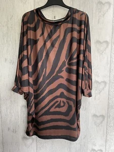 One Size Black & Brown Tunic Top - Picture 1 of 5