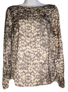 H&M Women XS 100% Polyester Pullover Long Sleeve Blouse Top Shirt Brown/Tan - Picture 1 of 7