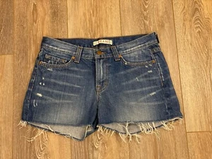 J Brand Women's Distressed Raw Edge Short Denim Shorts Medium Wash Size 27 - Picture 1 of 3