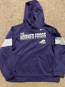 Nike Dri-Fit On Field TCU Horned Frogs Pullover Hoodie Large Purple Boys Girls - Picture 1 of 6
