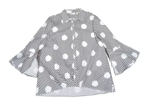 Patrizia Luca Cotton Blouse flared sleeve size L Office Casual Weekend Vacation - Picture 1 of 8
