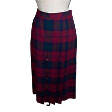 The Scotch House Vintage Skirt Size 10 Wool Plaid Button Front Detail Pleated