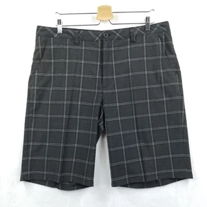 Travis Mathew Golf Shorts Men 38 Gray Check Performance Chino Stretch Pockets - Picture 1 of 8