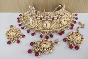 Indian Jewelry Gold Plated Premium quality Choker Set Indian Festival Jewelry - Picture 1 of 3
