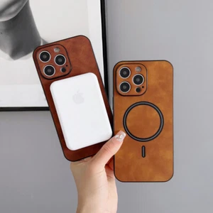 For iPhone 15 14 13 Pro Max 12 11 Leather Shockproof MagSafe Magnetic Case Cover - Picture 1 of 17