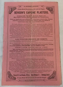 1888 Quacksalber Medizin Broschüre ~ BENSON'S COMPOUND PFLASTER ~ 6x9 - Bild 1 von 3