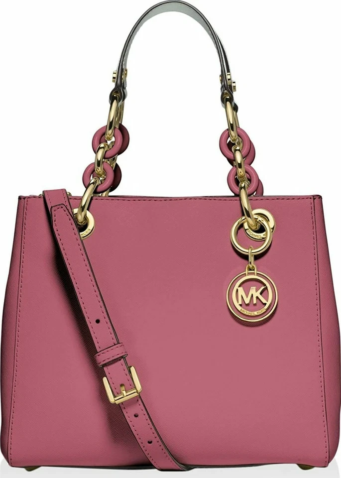 Michael Kors Delancy Burgundy Claret Leather Satchel Tote Shoulder Bag