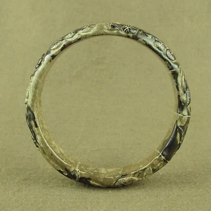 Antique Western Zhou Dynasty Carved Bamboo Pine Patterns Chinese Jade Bracelet - Picture 1 of 6