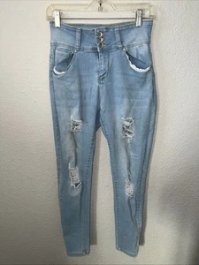 Fashion FWD Women's Light Wash Distressed High Rise Skinny Denim Jeans Sz 11/30 - Picture 1 of 14