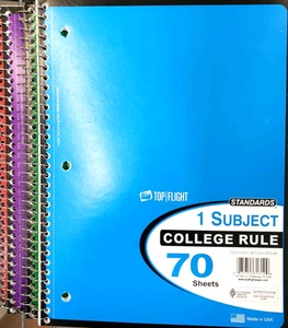 Spiral Notebook College Ruled One Subject 70 Sheets Each 10 Notebooks Lot - Picture 1 of 8