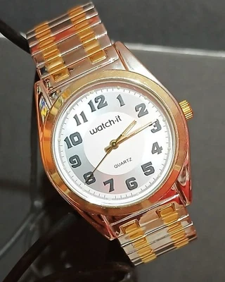 Reloj Hombre Tono Plateado Y Dorado-Reloj Funciona Foto 1 de 3