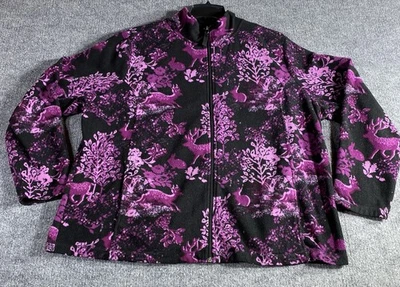 Laura Scott 女式全拉链长袖野生动物主题衬衫夹克外套 2X — 第 1/4 张图片